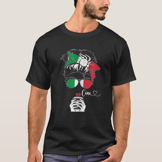 Camiseta Café Lady Italiana Flag Itália Graphic Sty (Frente)