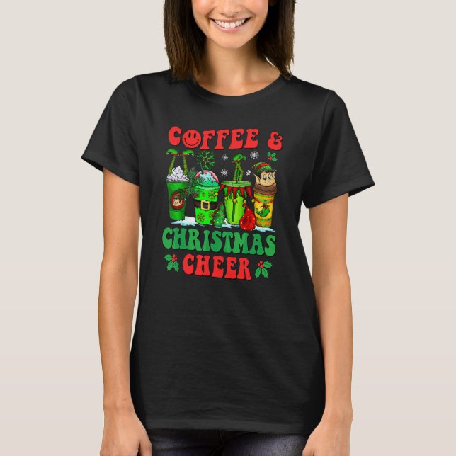 Camiseta Café Latte de Natal Aconchegante Eu Funciono Com C (Frente)