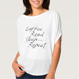 Camiseta Café, Ler, Dormir, Repetir