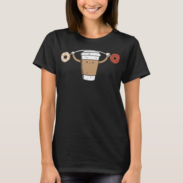 Camiseta Café Levantando Rosquinhas Engraçadas Comida Saca- (Frente)