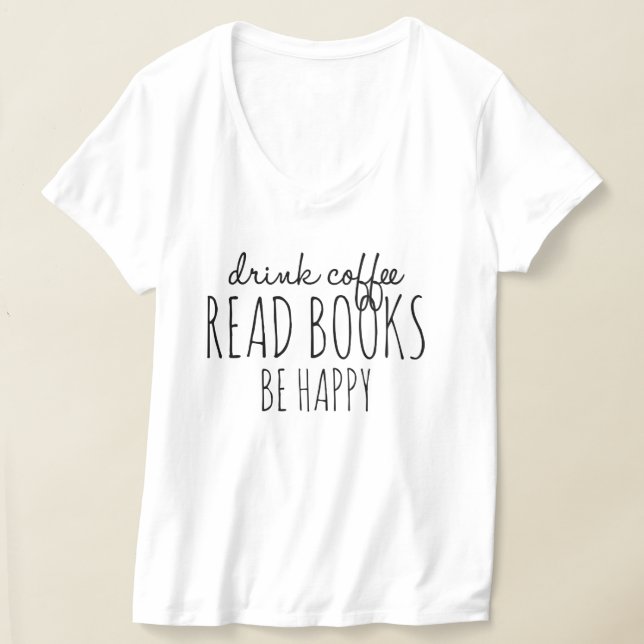 Camiseta Café Livros Felicidade (Postura )