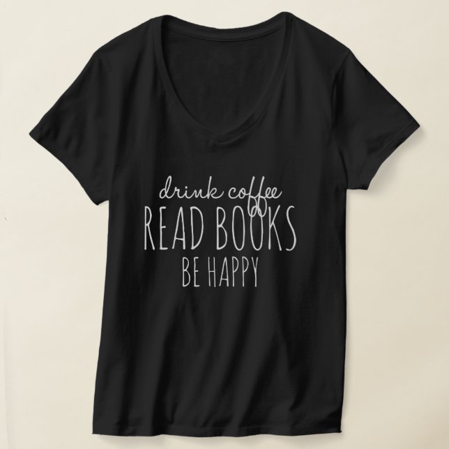 Camiseta Café Livros Feliz Camisa-T (Postura )