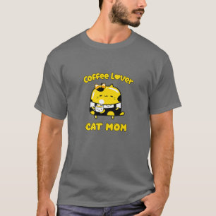 Camiseta Café Lover E Cat Mãe, Gato De Cartografia Engra