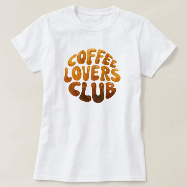 Camiseta Café Lovers Club Wall Art, Tipografia Whimsic (Frente do Design)