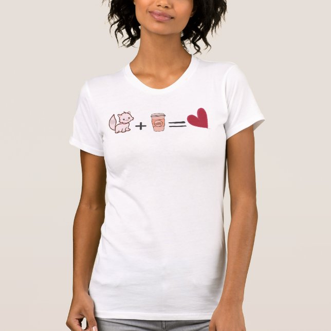 Camiseta Café Mais Gato Igual a Coração (Frente)