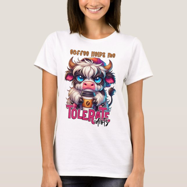 Camiseta Café Me Ajuda a Tolerar Idiotas  (Frente)