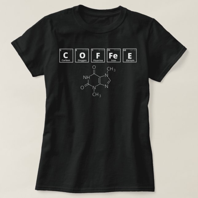 Camiseta Café - mesa periódica (Frente do Design)