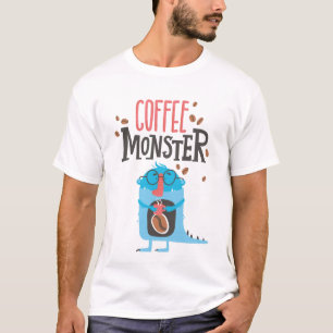 Camiseta Café Monstro Engraçado Simples e Moderno