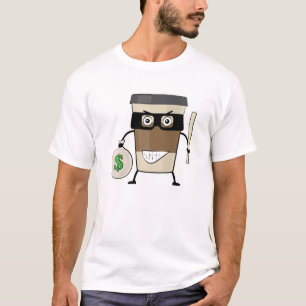 Camiseta Cafe Mug Bandit - Ilustração de Personagem Diverti