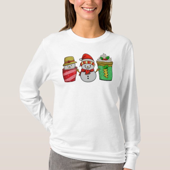 Camiseta Café Natal Copas Snowman Long Sleeve (Frente)