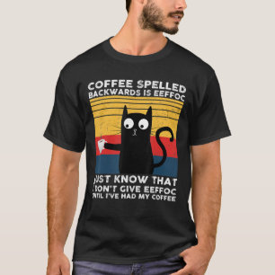 Camiseta Café Ortografado Para Trás É Bebida Gata Preta