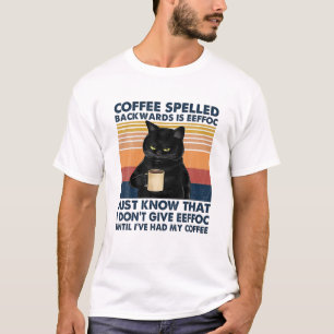Camiseta Café Ortografado Para Trás É Eef Blackcat Drink