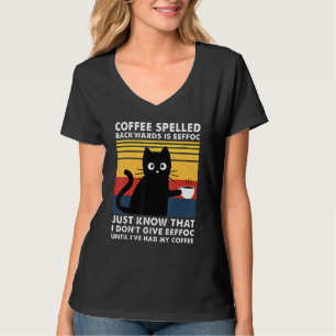 Camiseta Café Ortografado Para Trás É O Gato Preto Fundido 