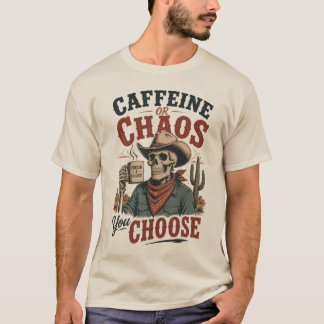 Camiseta Café ou Caos Cowboy Esqueleto