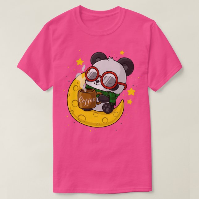 Camiseta Café Panda - Panda Fofa na Lua (Frente do Design)