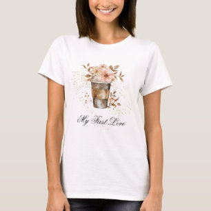Camiseta *~* Café para ir ao meu primeiro amor Pastel Pink