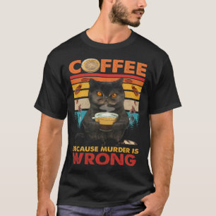 Camiseta Café Porque O Assassinato É Errado. Gato Negro Beb