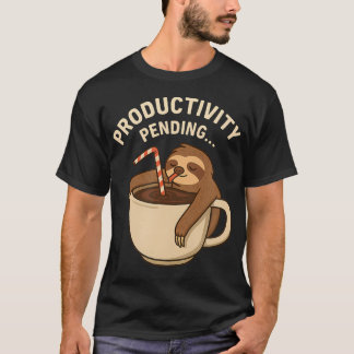 Camiseta Café Preguiça Produtividade Pendente Engraçado