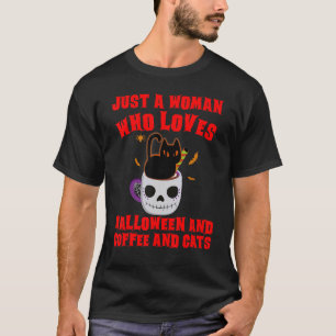 Camiseta Café Preto De Halloween Assusta Apenas Uma Mulher