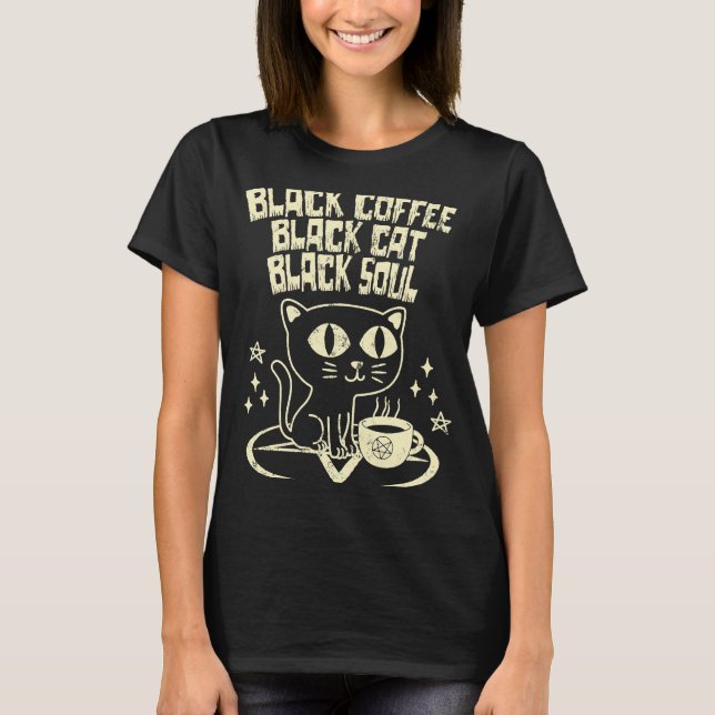 Camiseta Café Preto Gato Negro Alma Preta (Frente)