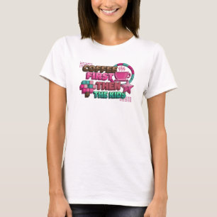Camiseta Café primeiro, depois as crianças Estampa de moda