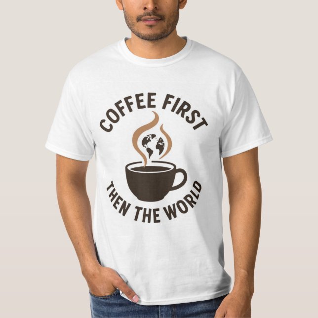 Camiseta Café Primeiro Depois do Mundo - Terra Minimalista  (Frente)