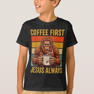 Camiseta Café Primeiro Jesus Presentes Engraçados Cristãos