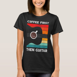 Camiseta Café Primeiro, Violão, Estilo Retro Guita