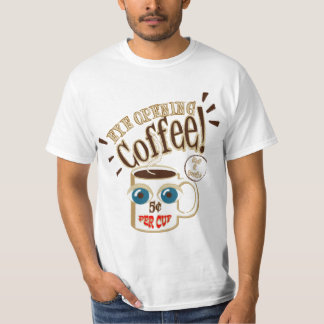 Camiseta Café que Abre os Olhos - Caneca de Olhos Grandes e