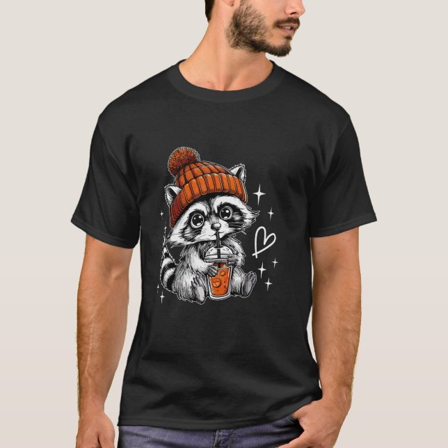 Camiseta Café Racoon Feral Racoon Pumpkin Autu (Frente)