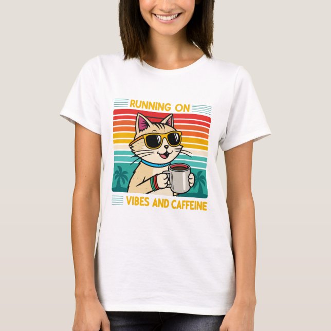 Camiseta Café Retro Vibes - Cafeine Lover Women's (Frente)