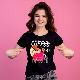 Camiseta Café retrô vintado me dá poder para professor