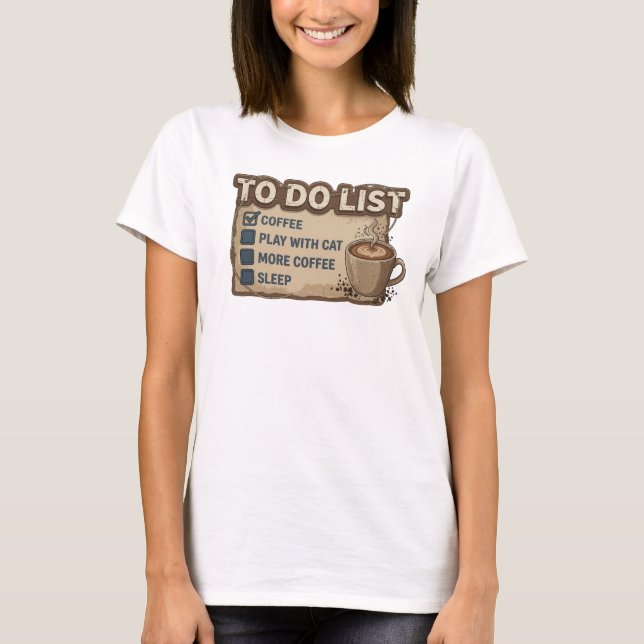 Camiseta Café Rosa Ousado BRINQUEDO COM GATO Design de Decl (Frente)