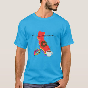 Camiseta Café, rosquinha e Música dos anos 80 na Califórnia