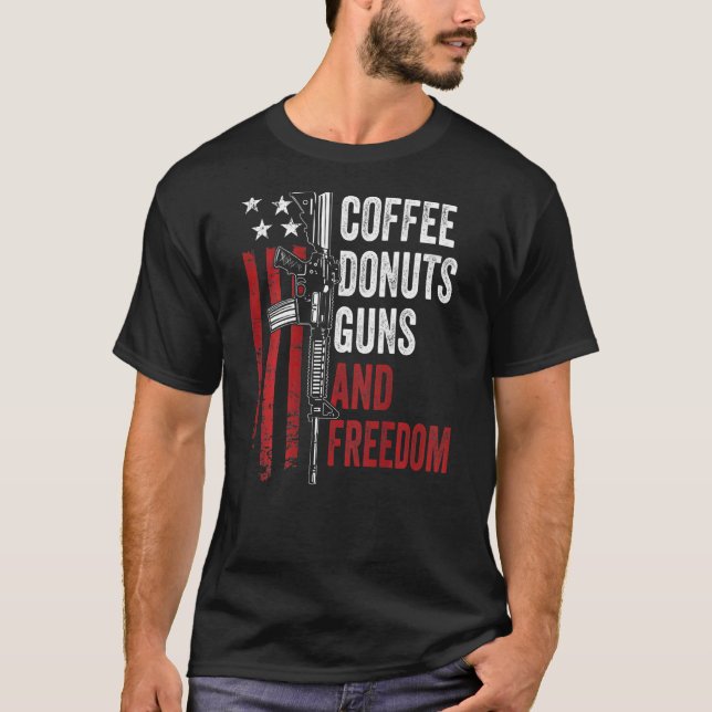 Camiseta Café Rosquinha Guns Freedom Gun Ar15 Usa On Back (Frente)