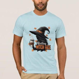 Camiseta Café Rosto de Bruxa Relaxada no Halloween