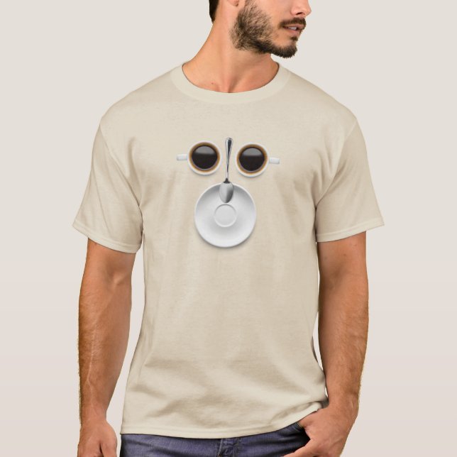 Camiseta Café Rosto Dois Copos de Café (Frente)