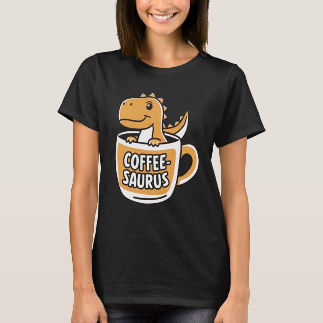 Camiseta Café-Saurus Dinossaur Café Lover Art 4° (Frente)
