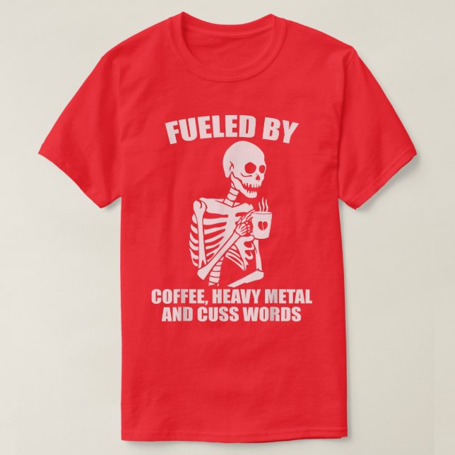 Camiseta Café Skeleton Cusco de Metal Pesado Palavra Café L (Frente do Design)