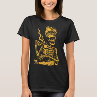 Camiseta Café Skeleton Mensagem Café