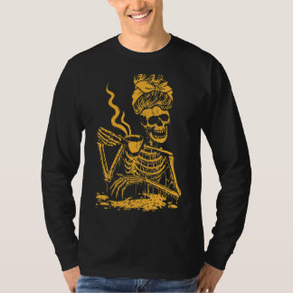 Camiseta Café Skeleton Mensagem Café