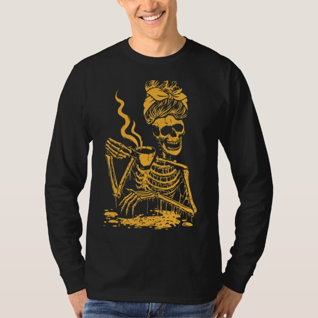 Camiseta Café Skeleton Mensagem Café (Frente)