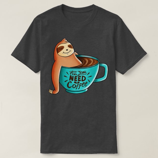 Camiseta Café Sloth (Frente do Design)
