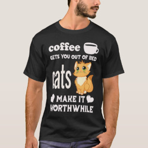 Camiseta Café Te Tira Da Cama  Gatos Tornam-no Valido