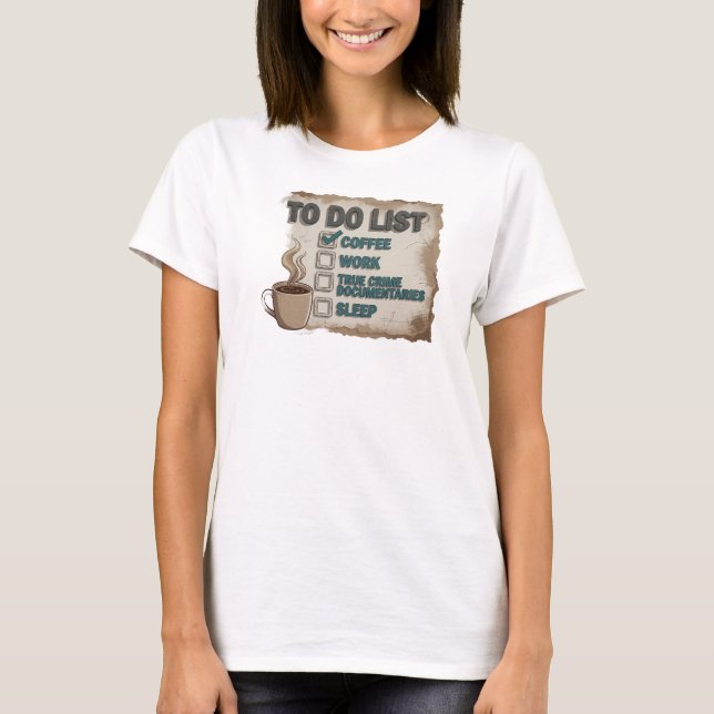 Camiseta CAFÉ TRABALHO CRIME VERDADEIRO Ouro Expressivo (Frente)