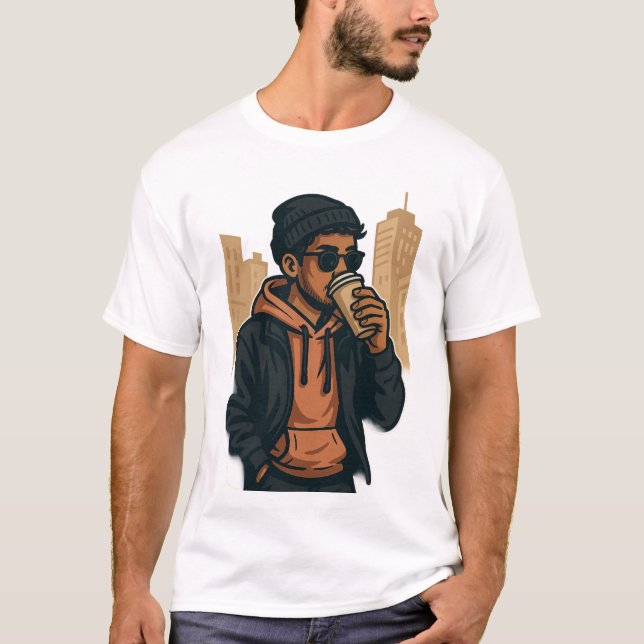 Camiseta Café Urbano Vibes - Camisa-T básica masculino (Frente)