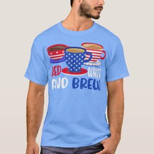 Camiseta Café Vermelho Branco E Breve 4 De Julho Patriótico