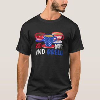 Camiseta Café Vermelho Branco E Breve 4 De Julho Patriótico