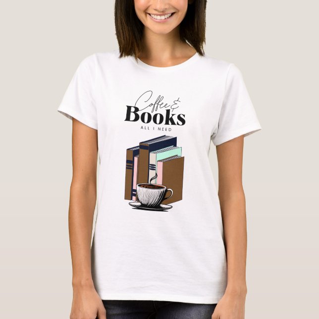 Camiseta Café Vintage e Livros Tudo que Preciso (Frente)