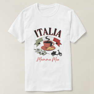 Camiseta Café Vintage Italia, Scooter Retrô e Mamma Mia